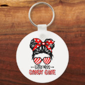 Candy Cane Messy Bun Girl Christmas Xmas Holiday G キーホルダー (正面)