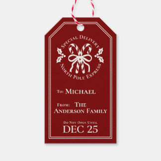 Candy Cane North Pole Express Special Delivery ギフトタグ