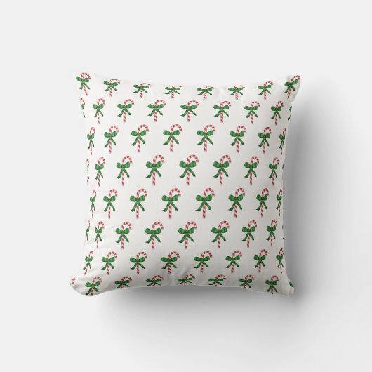 Candy Cane Pattern Christmas Holiday Pillows クッション (正面)