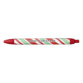 Candy Cane Peppermint Stripe Christmas Red & Green 黒ボールペン (正面)