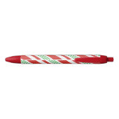 Candy Cane Peppermint Stripe Christmas Red & Green 黒ボールペン (裏面)