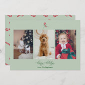 Candy Cane Photo Holiday Card シーズンカード (正面/裏面)