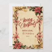 Candy Cane Poinsettia Christmas シーズンカード (正面)