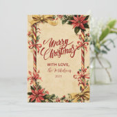 Candy Cane Poinsettia Christmas シーズンカード (スタンド正面)