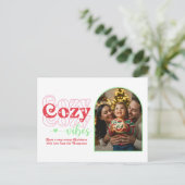 Candy Cane Pop Cozy Vibes Retro Christmas Photo シーズンポストカード (スタンド正面)