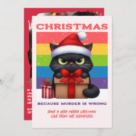 Candy Cane Pop Funny Cat Retro Christmas Photo シーズンカード