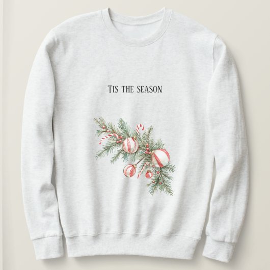 Candy Cane Red Christmas スウェットシャツ (デザイン正面)