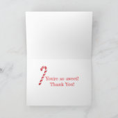 Candy cane red white stripes on pink watercolor  サンキューカード (内部)