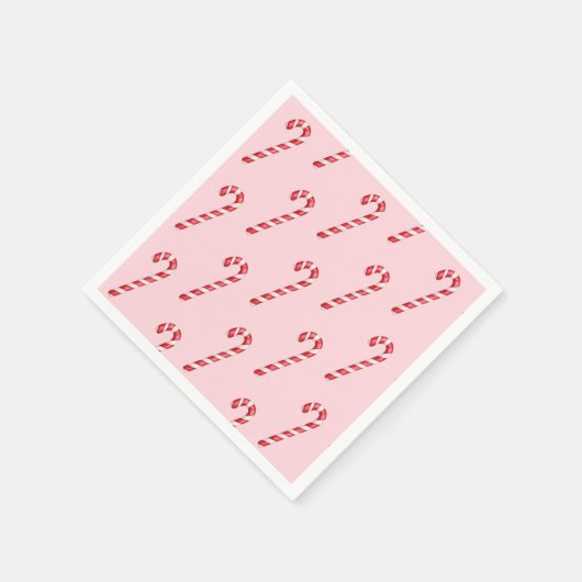 Candy cane red white stripes on pink watercolor  スタンダードカクテルナプキン (角)