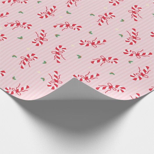 Candy Cane Sprinkle Pattern - Pink Holiday Design ラッピングペーパー (角)