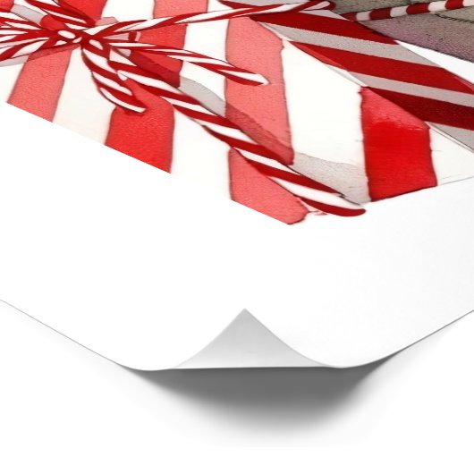 Candy Cane Stack Watercolor Christmas Poster ポスター (コーナー)