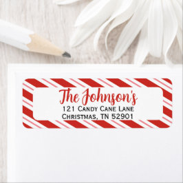 Candy Cane Stripe Christmas Return Address ラベル
