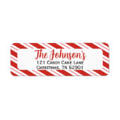 Candy Cane Stripe Christmas Return Address ラベル (正面)