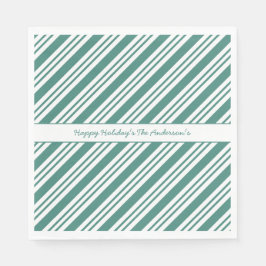Candy Cane Striped Green Christmas Holiday スタンダードランチョンナプキン
