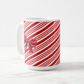 Candy Cane Stripes Red Bow Festive Christmas  コーヒーマグカップ (正面左)