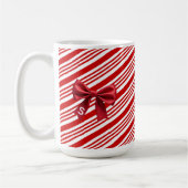 Candy Cane Stripes Red Bow Festive Christmas  コーヒーマグカップ (左)