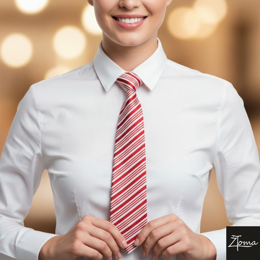 Candy Cane Stripes Red Bow Festive Christmas  ネクタイ