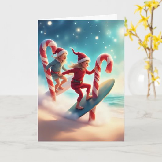 Candy Cane Surfers – Tropical Christmas Adventure  カード (黄色い花)