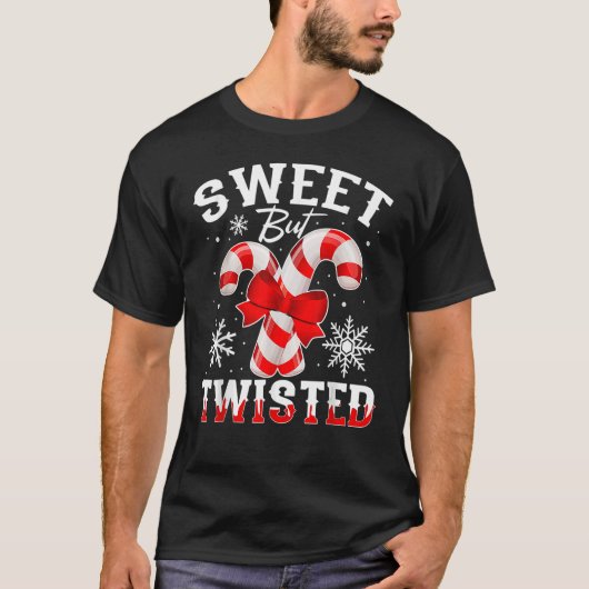 Candy Cane Sweet But Twisted Funny Merry Christmas Tシャツ (正面)