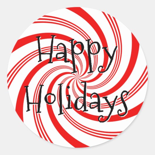 Candy Cane Twirl ラウンドシール (正面)