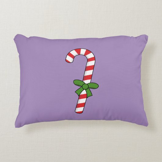 Candy Cane with Green Ribbon アクセントクッション (正面)