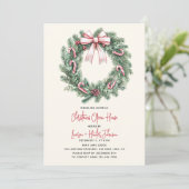 Candy Cane Wreath Christmas Open House Party 招待状 (スタンド正面)