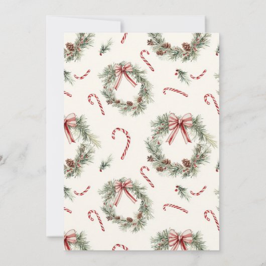 Candy Cane Wreath Christmas Open House Party 招待状 (裏面)