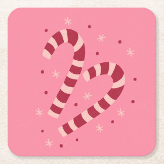 Candy canes スクエアペーパーコースター