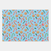 Candy Canes and Cookies Christmas ラッピングペーパーシート (正面3)