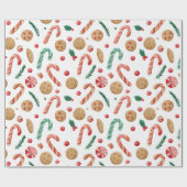 Candy Canes and Cookies Christmas ラッピングペーパー (フラット)