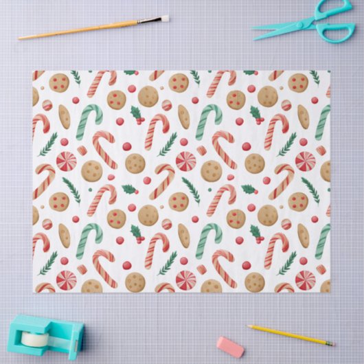 Candy Canes and Cookies Christmas 薄葉紙 (クラフト)