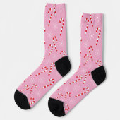 Candy Canes and Snowflakes Pink Christmas Socks ソックス (左)