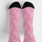 Candy Canes and Snowflakes Pink Christmas Socks ソックス (上部)