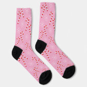 Candy Canes and Snowflakes Pink Christmas Socks ソックス (右)