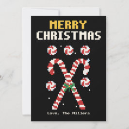 Candy Canes Pixel Art Christmas Card シーズンカード