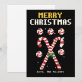 Candy Canes Pixel Art Christmas Card シーズンカード (正面/裏面)