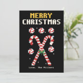 Candy Canes Pixel Art Christmas Card シーズンカード (スタンド正面)
