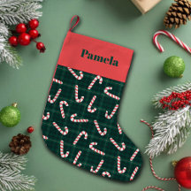Candy Canes Plaids Custom Name 