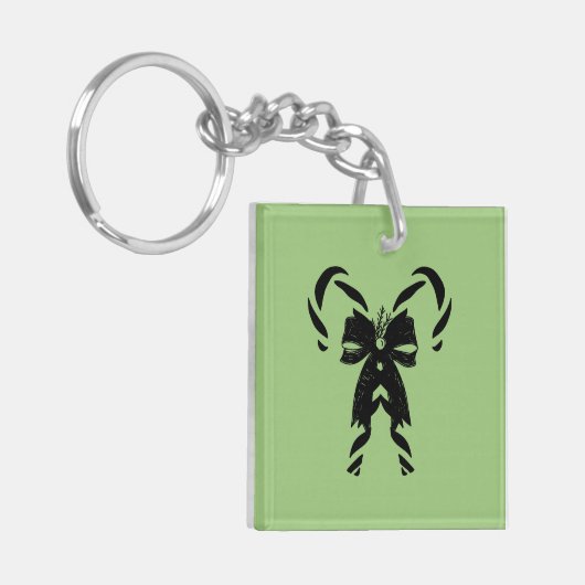 Candy Canes with Pine Needles & Bow キーホルダー (正面左)