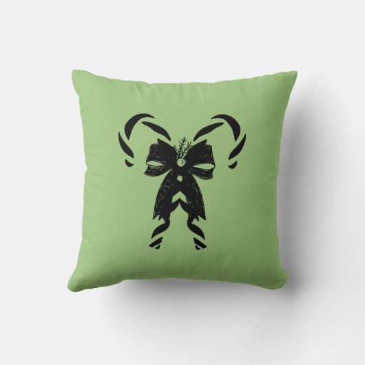 Candy Canes with Pine Needles & Bow クッション (裏面)