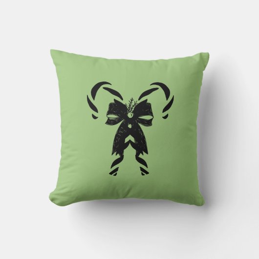 Candy Canes with Pine Needles & Bow クッション (正面)