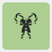 Candy Canes with Pine Needles & Bow スクエアシール (正面)