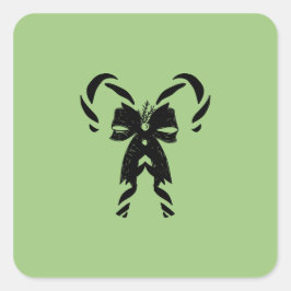 Candy Canes with Pine Needles & Bow スクエアシール