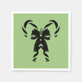 Candy Canes with Pine Needles & Bow スタンダードカクテルナプキン (正面)