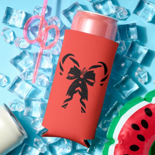 Candy Canes with Pine Needles & Bow スリム缶クーラー (インサイチュ 夏)