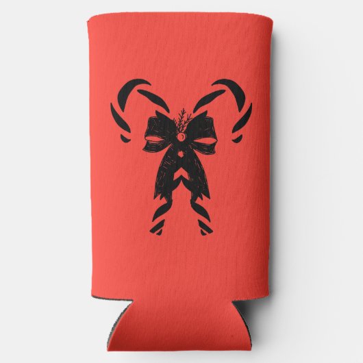 Candy Canes with Pine Needles & Bow スリム缶クーラー (裏面)