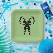 Candy Canes with Pine Needles & Bow ペーパープレート (パーティー)