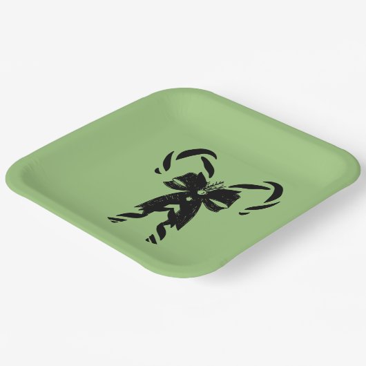 Candy Canes with Pine Needles & Bow ペーパープレート (傾斜あり)