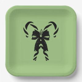 Candy Canes with Pine Needles & Bow ペーパープレート