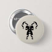 Candy Canes with Pine Needles & Bow 缶バッジ (正面&裏面)